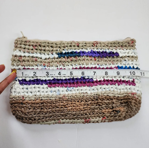 Geometric Moroccan Style Wicher Zip Coin Purse Colorful Handbag Receipts Bag - Picture 6 of 12